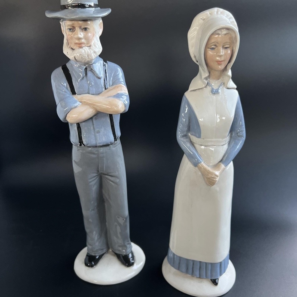 Vintage Ceramic Mold- Amish Man & Woman Figurines -Hand-painted Retired